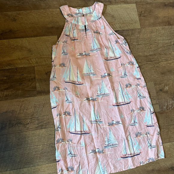 St. Tropez West Dresses & Skirts - Women's St. Tropez West Pink & Blue Sailboat Maxi Dress S linen